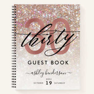 30th Birthday Champagne Glitter Guest Book