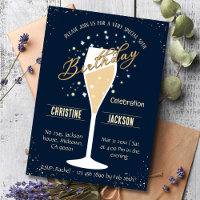 30th Birthday Champagne toast blue and beige colou