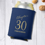 30th Birthday Chapter 30 Blue Gold Can Cooler<br><div class="desc">Add a touch of sparkle to your loved one's 30th birthday celebration with these gorgeous Blue Gold can coolers. Perfect for that finishing touch to a party.</div>