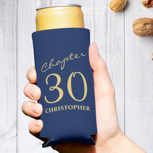 30th Birthday Chapter 30 Blue Gold Seltzer Can Cooler (Personalized 30th Birthday Chapter 30 Blue Gold Seltzer Can Cooler
)