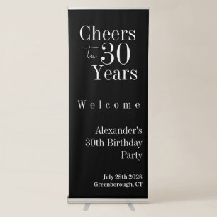 30th Birthday Cheers 30 Years Welcome Retractable Banner