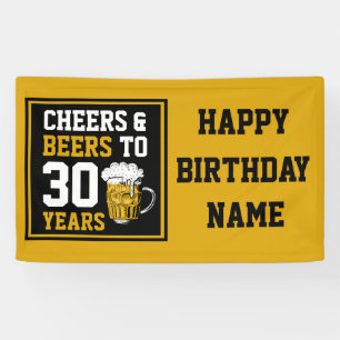 30th Birthday Cheers & Beers to 30 Years Banner