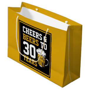 30th Birthday Cheers & Beers to 30 Years Large Gift Bag