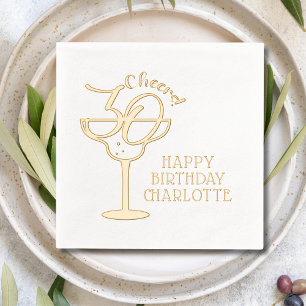 30th Birthday Cheers Thirtieth Personalised Name Foil Napkins