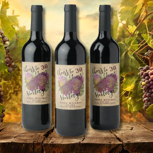 30th Birthday Cheers to 30 Years Rustic Vineyard Wine Label