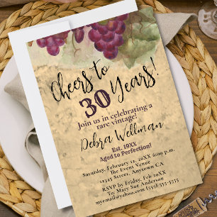 30th Birthday Cheers to 30 Years Vintage Rustic Invitation