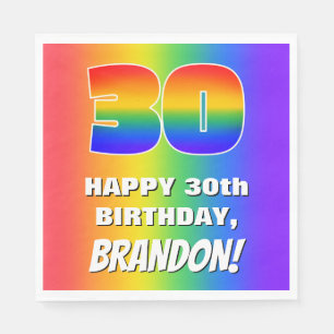 30th Birthday: Colourful, Fun Rainbow Pattern # 30 Napkin