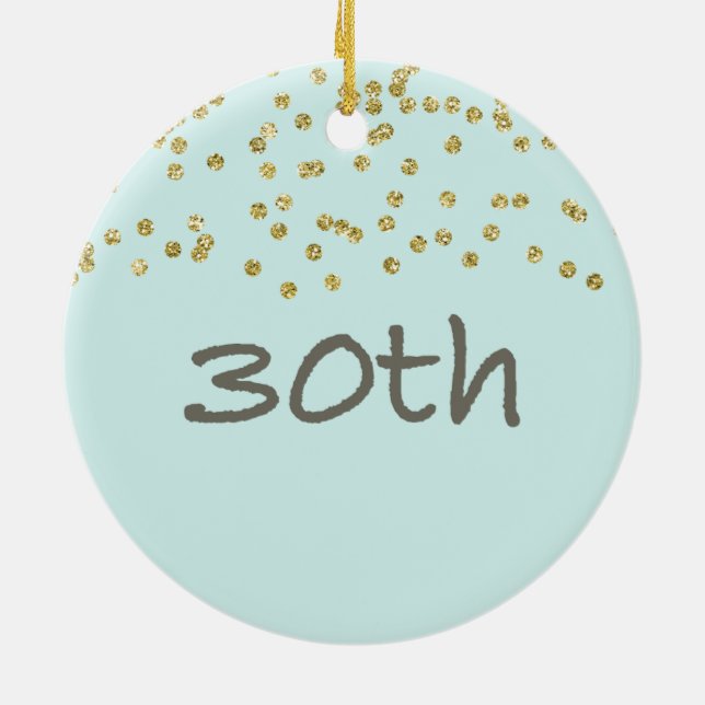 30th Birthday Confetti Ceramic Tree Decoration (Back)