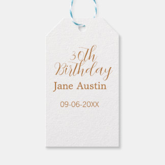 30th birthday copper brown simple stylish name dat gift tags