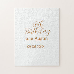 30th birthday copper brown simple stylish name dat jigsaw puzzle