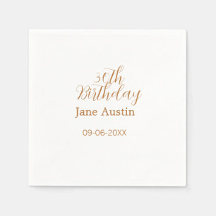 30th birthday copper brown simple stylish name dat napkin