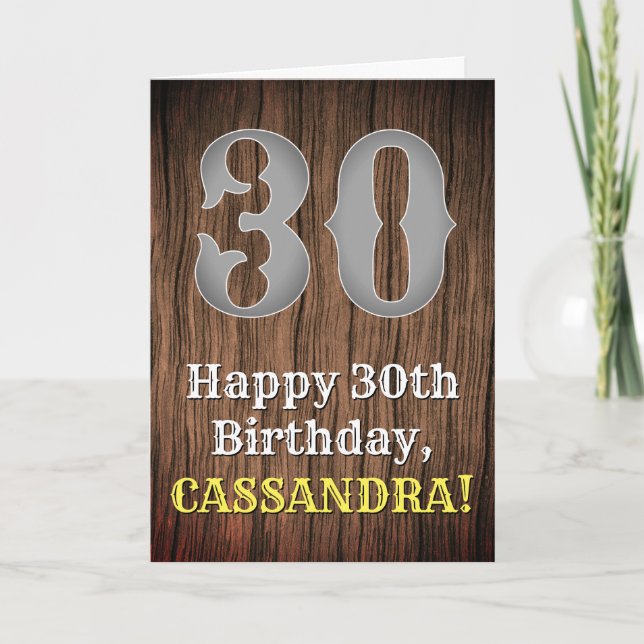 30th Birthday: Country Western Inspired Look, Name Card (Front)