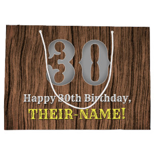30th Birthday: Country Western Inspired Look, Name Large Gift Bag