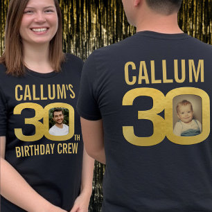 30th birthday crew adult custom name photo fun  T-Shirt