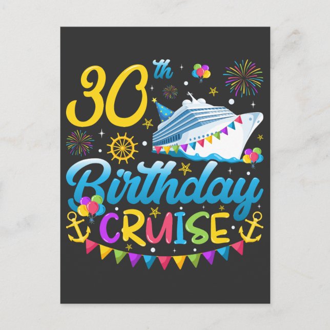 30th Birthday Cruise B-Day Party Postcard (Front)