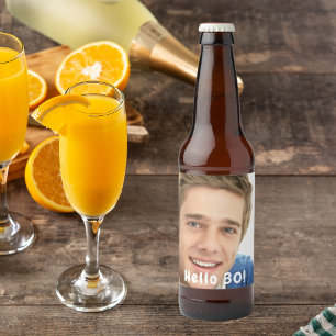 30th birthday custom photo hello 30 for guys beer bottle label