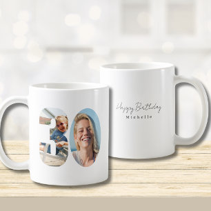 30th Birthday Custom Two Photo  Coffee Mug