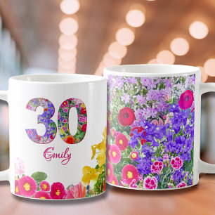 30th Birthday Daughter Gift Floral Flowers Custom Coffee Mug