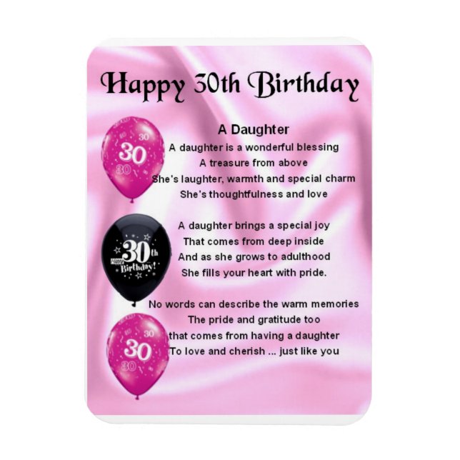 30th Birthday Daughter poem magnet (Vertical)