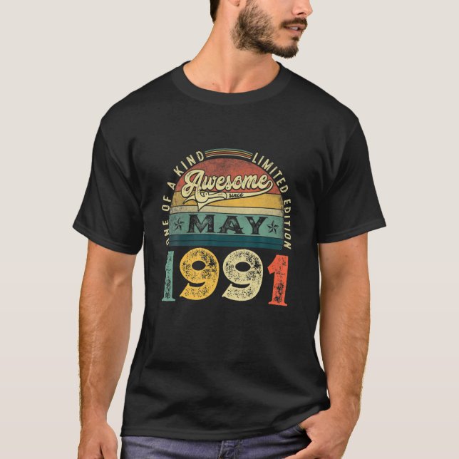 30Th Birthday Decorations May 1991 Men Women 30 Ye T-Shirt (Front)