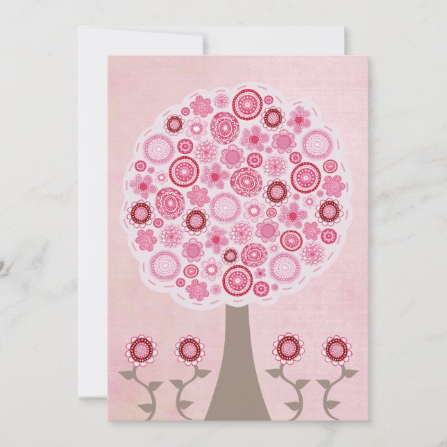 30th Birthday Designer Pink Tree Invitation (Front)