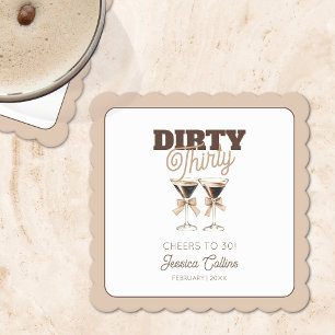 30th Birthday Dirty Thirty Espresso Martini Party Paper Coaster