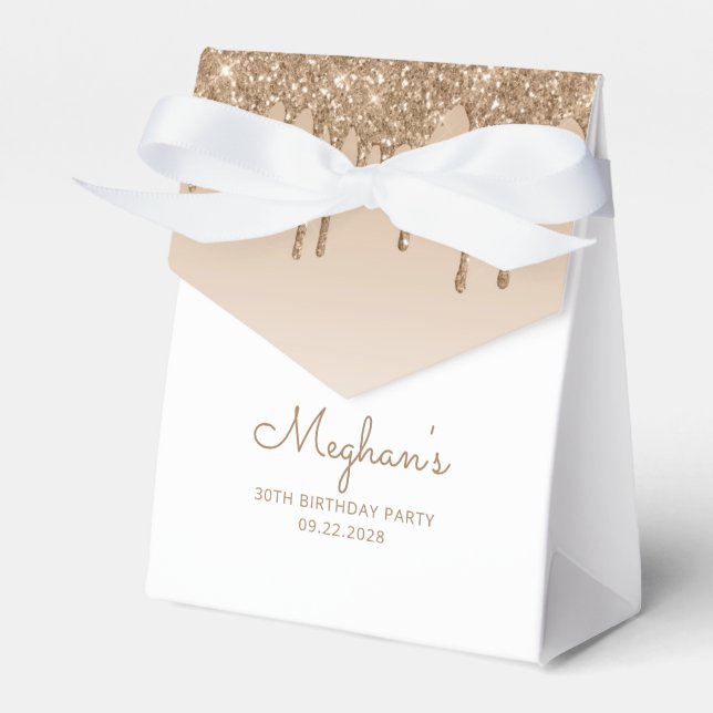 30th Birthday Elegant Gold Glitter Drip Script Favour Box (Front Side)