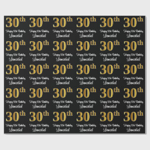 30th Birthday: Elegant Luxurious Faux Gold Look # Wrapping Paper