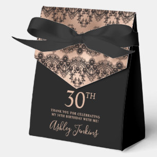 30th Birthday Elegant Rose Gold Lace Favour Box