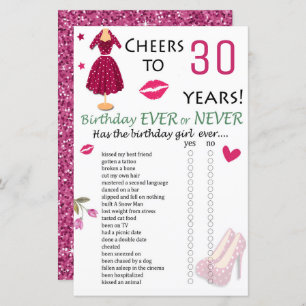 30th Birthday Ever or Never Game