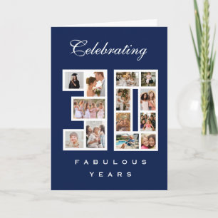 30th Birthday Fabulous  Photo Collage Blue Card