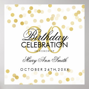 30th Birthday Faux Gold Foil Glitter Lights Poster