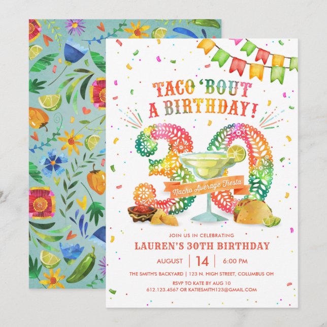 30th Birthday Fiesta Invitation (Front/Back)