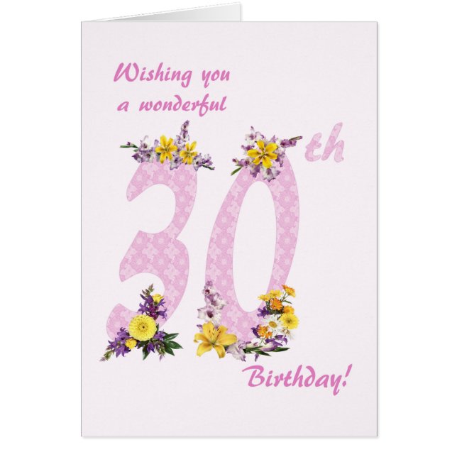 30th Birthday Flower Decorated Numbers (Front)