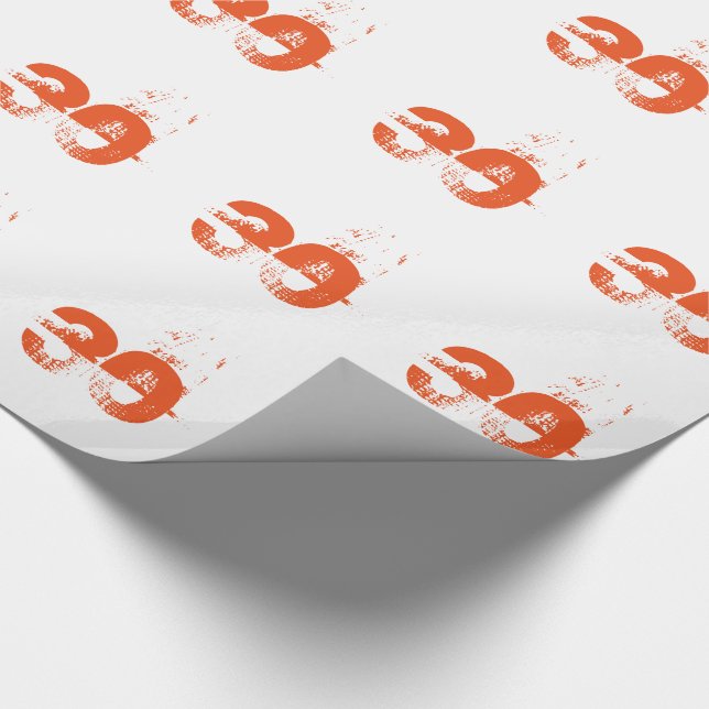 30th birthday for anyone, orange on white. wrapping paper (Corner)