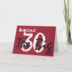 30th Birthday for dad, black, white text on red. Card