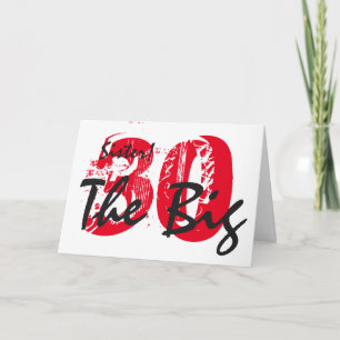 30th Birthday for sister, black, red text, white. Card