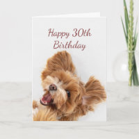 30th Birthday Fun Begin Cute Dog Puppy Pet Card