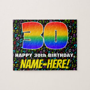 30th Birthday — Fun, Colourful Music Symbols & “30 Jigsaw Puzzle