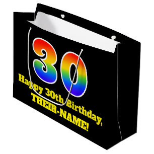 30th Birthday ~ Fun, Colourful, Vibrant, Rainbow 3 Large Gift Bag