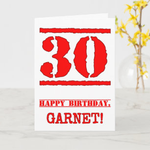 30th Birthday: Fun, Red Rubber Stamp Inspired Look Card