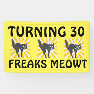 30TH BIRTHDAY FUNNY CAT BANNER