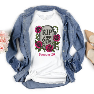 30th Birthday Gift Her Pink Roses RIP Tombstone T-Shirt
