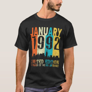 30Th Birthday Gift Vintage January 1992 30 Limited T-Shirt