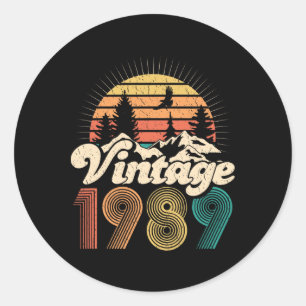 30th Birthday Gifts - Vintage 1989 Hiking Women Me Classic Round Sticker