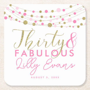 30th birthday gold and pink coasters customised