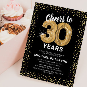 30th Birthday Gold Balloons Invitation