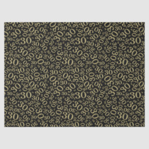 30th Birthday Gold/Black Collage Number Pattern Tissue Paper