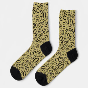 30th Birthday Gold/Black Random Number Pattern Socks