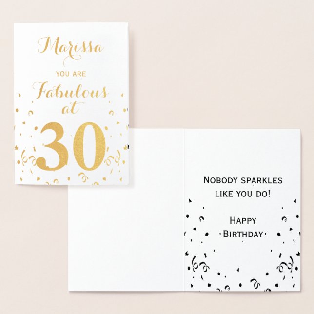 30th Birthday Gold Foil Fabulous at 30 Card (Display)
